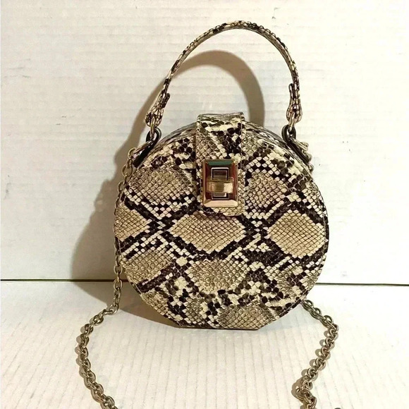 Zara snakekin print faux leather shoulder handbag - Picture 1 of 8